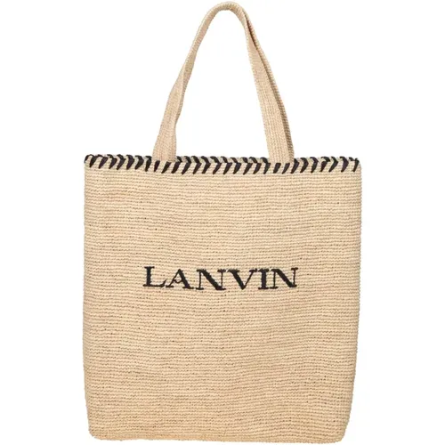 Tote bag in raffia with embroidery , female, Sizes: ONE SIZE - Lanvin - Modalova