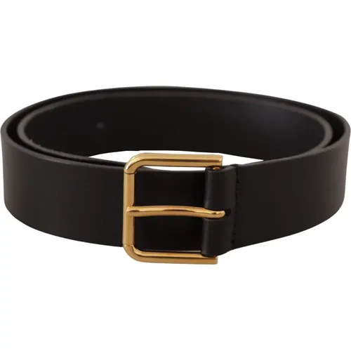 Luxury Leather Belt with Gold-Tone Buckle , female, Sizes: 85 CM - Dolce & Gabbana - Modalova