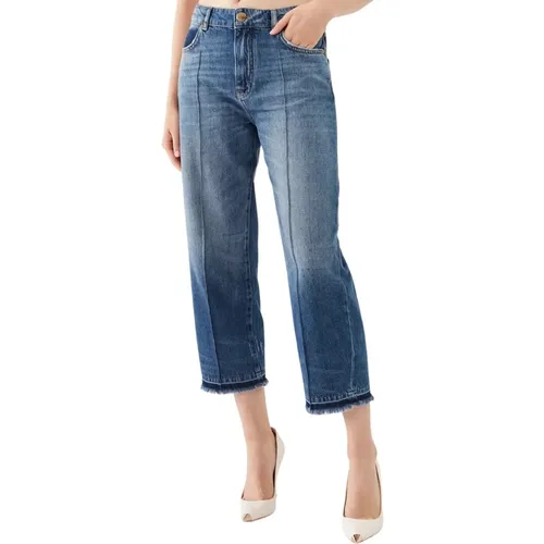 Cropped Denim Boyfriend Jeans , Damen, Größe: W27 - pinko - Modalova