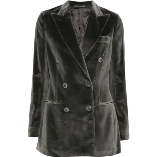 Grey Double-Breasted Jacket with Peak Lapels , female, Sizes: XS - Officine Générale - Modalova