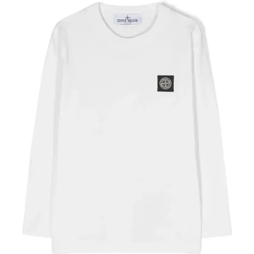 Weiße Kinder T-Shirt mit Komp Motiv - Stone Island - Modalova