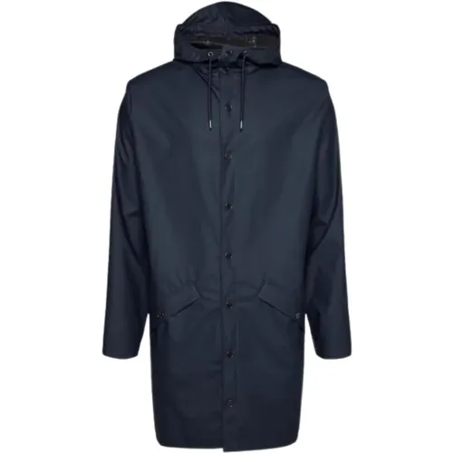 Navy Long Jacket , male, Sizes: XS, S - Rains - Modalova