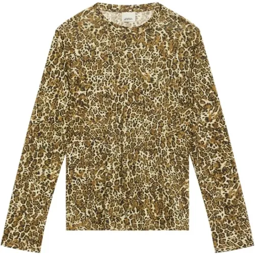 Leopardenmuster Baumwolle Rundhals T-shirt - Isabel marant - Modalova