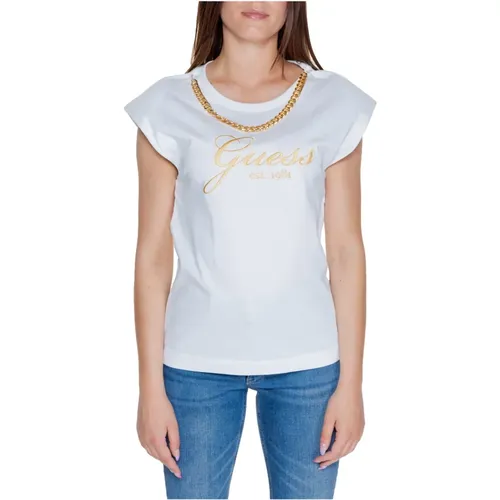 Crystal Logo T-Shirt Herbst/Winter Kollektion , Damen, Größe: M - Guess - Modalova