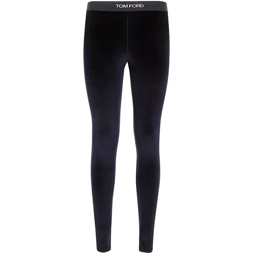 Glänzende Velour Signature Leggings , Damen, Größe: M - Tom Ford - Modalova