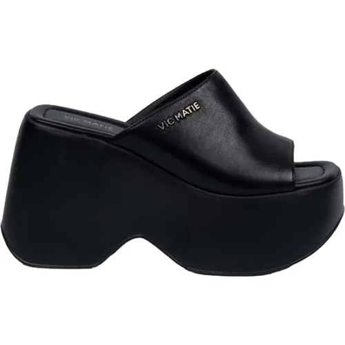 Leather Wedge Platform Shoes , female, Sizes: 7 UK, 4 UK, 6 UK, 5 UK - Vic Matié - Modalova