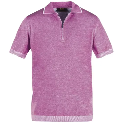 Halb-Zip Polo-Shirt aus Baumwolle,Knitwear,T-Shirt - Moorer - Modalova