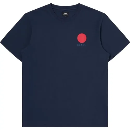 Japanisches Sun T-Shirt Navy , Herren, Größe: XL - Edwin - Modalova