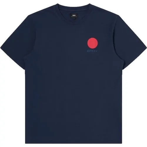 Japanisches Sun T-Shirt Navy , Herren, Größe: L - Edwin - Modalova