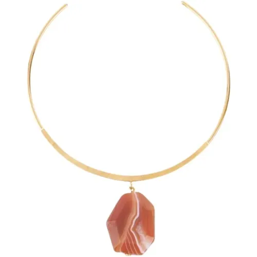 Rosa Achat Gold Choker Halskette , Damen, Größe: ONE Size - Malababa - Modalova