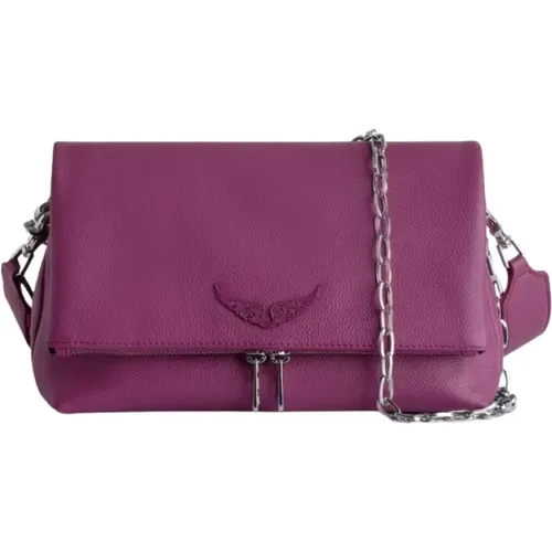 Fuchsia Leather Clutch , female, Sizes: ONE SIZE - Zadig & Voltaire - Modalova