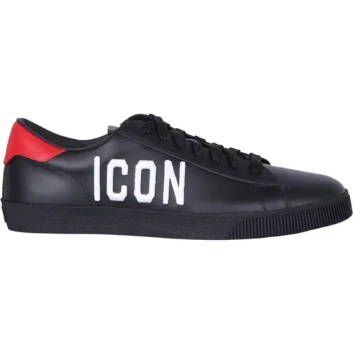 High-Quality Leather Sneakers with Embossed Logo , male, Sizes: 6 UK - Dsquared2 - Modalova