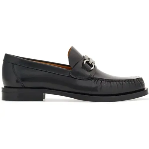 Schwarze Gancini Lederloafers , Herren, Größe: 39 1/2 EU - Salvatore Ferragamo - Modalova