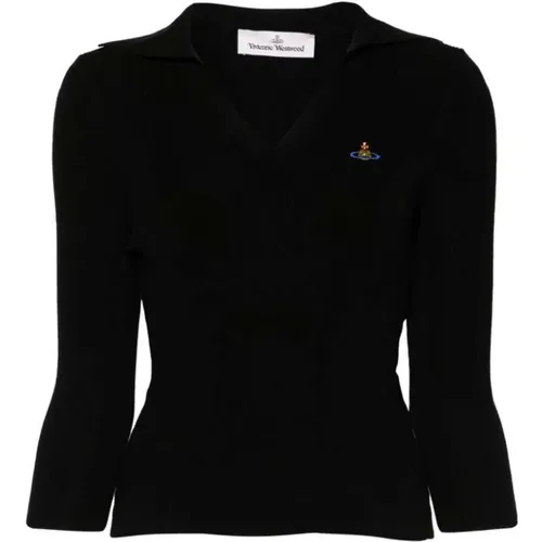 Schwarzer Multicolor-Strickpolo-Pullover , Damen, Größe: L - Vivienne Westwood - Modalova