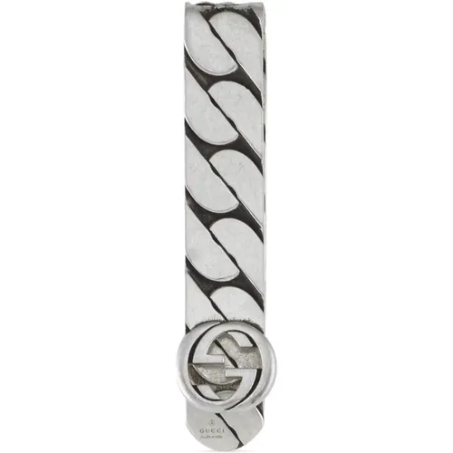 Ybf678646001 - Argento 925 - Money clip in sterling silver with Interlocking G details , female, Sizes: ONE SIZE - Gucci - Modalova