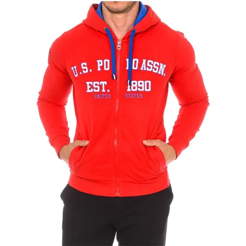 Hoodie with Zipper , male, Sizes: L, M, S - U.s. Polo Assn. - Modalova