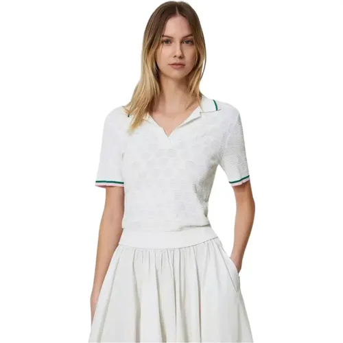Geometric Pattern Polo Shirt , female, Sizes: L, XL, S, M - Twinset - Modalova