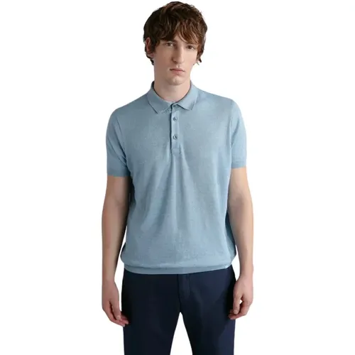 Hellblaues Leinen Polo Shirt , Herren, Größe: 2XL - PAUL & SHARK - Modalova