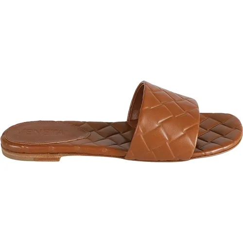 Cognac Sandals Intreccio Pattern Padded Design , female, Sizes: 3 UK, 4 UK, 3 1/2 UK, 8 UK - Bottega Veneta - Modalova