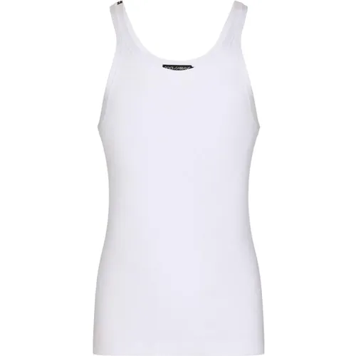 Ribbed Tank Top with Logo Patch , male, Sizes: L, 3XL, XL, 2XL - Dolce & Gabbana - Modalova