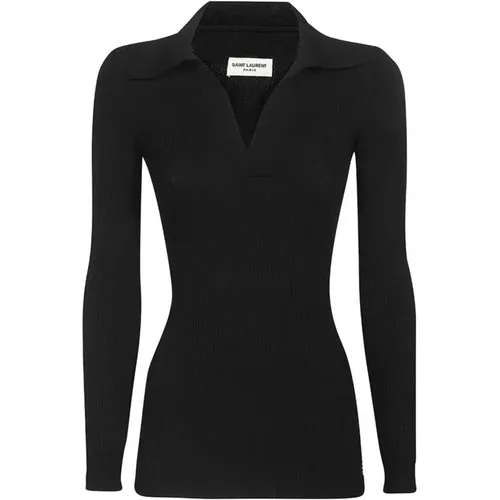 V-Neck Sweater Cotton Blend , female, Sizes: L - Saint Laurent - Modalova
