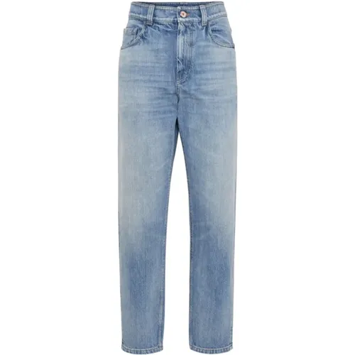 Logo-patch tapered jeans , female, Sizes: M, 2XS - BRUNELLO CUCINELLI - Modalova