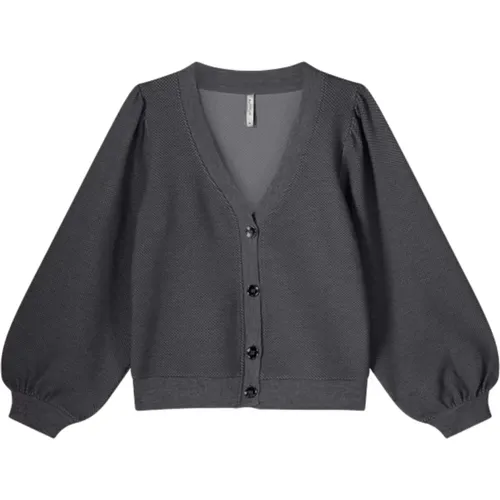 Waffel-Cardigan-Weste Dunkelgrau , Damen, Größe: XL - Summum Woman - Modalova