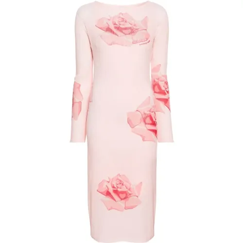 Floral Print Plissé Dress , female, Sizes: S - Kenzo - Modalova