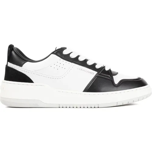 Leather Sneakers with White Details , female, Sizes: 3 1/2 UK, 5 1/2 UK - Salvatore Ferragamo - Modalova