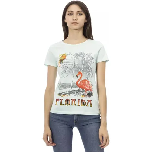 Cotton Short Sleeve T-shirt with Front Print , female, Sizes: S, M, XL, L, XS - Trussardi - Modalova