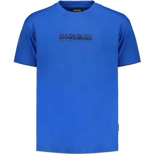 Blau T-Shirt mit Logo-Print - Napapijri - Modalova