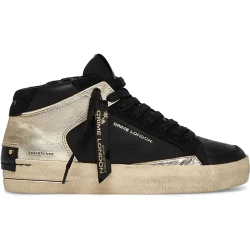 Leather Sneakers Platinum Details , female, Sizes: 3 UK - Crime London - Modalova