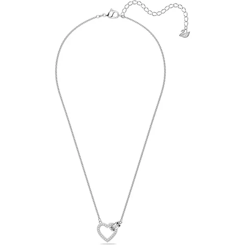 Lovely Heart Necklace, Silver, White , female, Sizes: ONE SIZE - Swarovski - Modalova