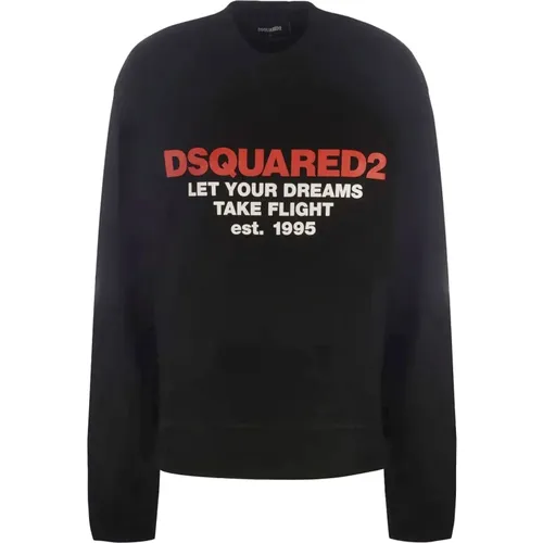 Schwarzer Regular Fit Sweatshirt , Damen, Größe: S - Dsquared2 - Modalova