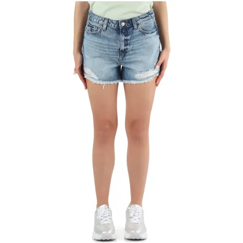 Denim Distressed Shorts mit Fünf Taschen , Damen, Größe: W26 - Guess - Modalova