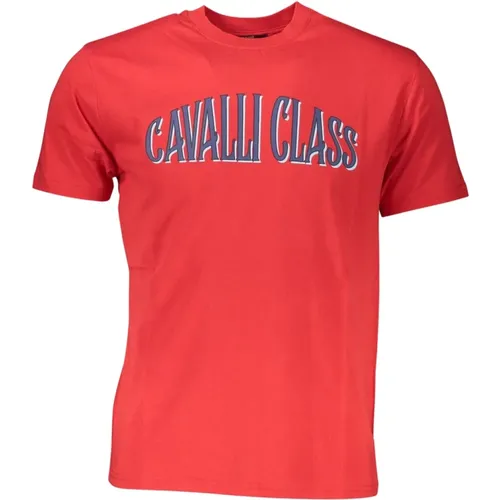 Rotes Logo-Print-Stilvolles T-Shirt , Herren, Größe: M - Cavalli Class - Modalova