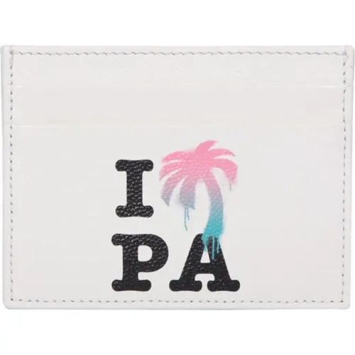 Graphic Print Cream Cardholder , male, Sizes: ONE SIZE - Palm Angels - Modalova