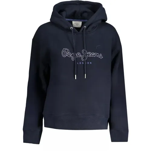 Blaue Kapuzenpullover mit Logodruck , Damen, Größe: S - Pepe Jeans - Modalova