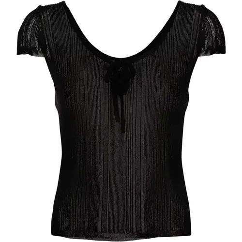 Schwarzes Gestricktes T-Shirt mit Ausschnitten - pinko - Modalova