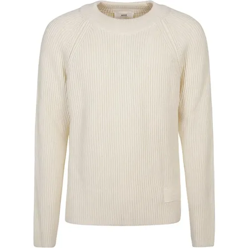 Ivory Baumwollpullover mit langen Ärmeln , Herren, Größe: L - Ami Paris - Modalova