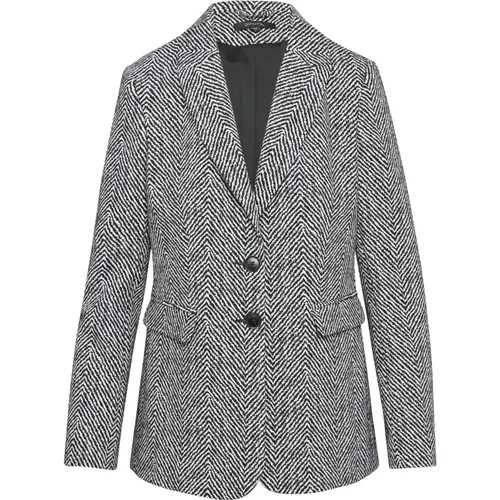 Strukturierter Jacquard-Blazer , Damen, Größe: L - comma - Modalova