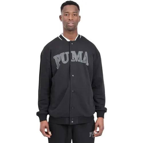 Retro Stil Schwarze College Jacke , Herren, Größe: XS - Puma - Modalova