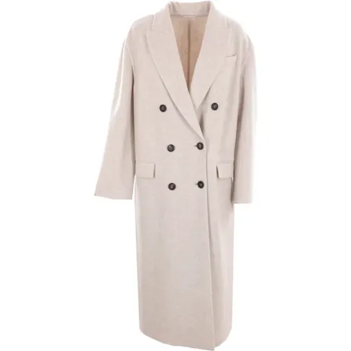 Double-Breasted Cashmere Coat , female, Sizes: XS - BRUNELLO CUCINELLI - Modalova