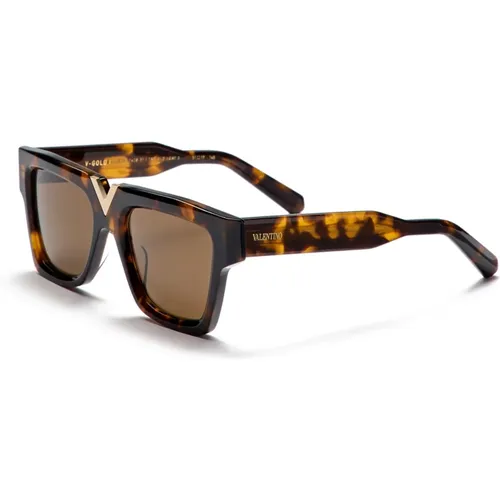 V-Light Gold/Dark Sunglasses , unisex, Sizes: 51 MM - Valentino - Modalova