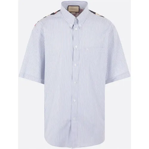 Multicolour Short Sleeve Shirt with Printed Back and Chest Pocket , male, Sizes: L - Gucci - Modalova