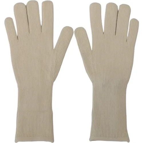 Weiße Cashmere Gestrickte Handschuhe Herren Weiße Cashmere Gestrickte Winterhandschuhe für Herren - Dolce & Gabbana - Modalova