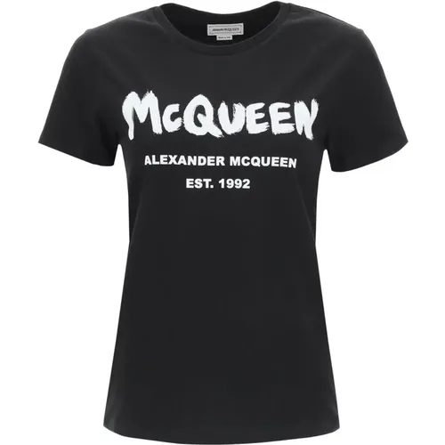 Baumwoll-Logo T-Shirt , Damen, Größe: S - alexander mcqueen - Modalova