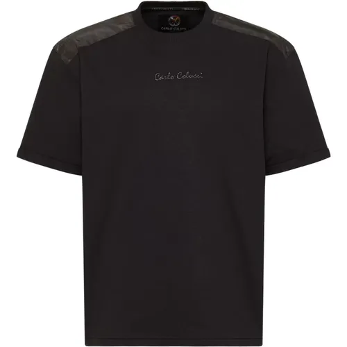 Oversize T-Shirt with Nylon Applications , male, Sizes: L, S - carlo colucci - Modalova