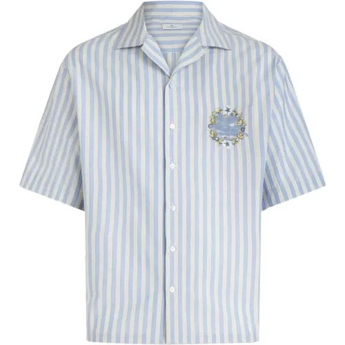 Short Sleeve Shirts,Blau Gestreiftes Blumenshirt - ETRO - Modalova