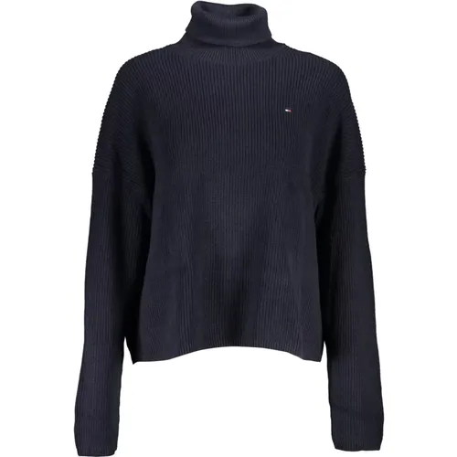 Blauer Pullover mit langen Ärmeln und Stickerei , Damen, Größe: XS - Tommy Hilfiger - Modalova